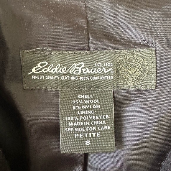 Eddie Bauer Wool Blend Classic Button Down Crop Blazer Coat Jacket Pockets P8 - Picture 5 of 7